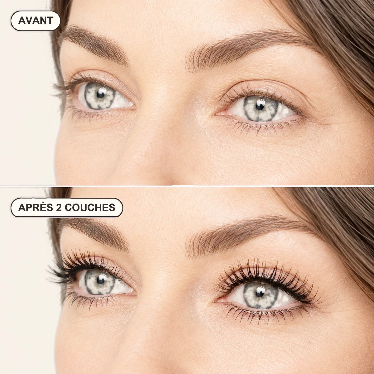 Pratikae-Mascara – vorher und nachher (2 Schichten)