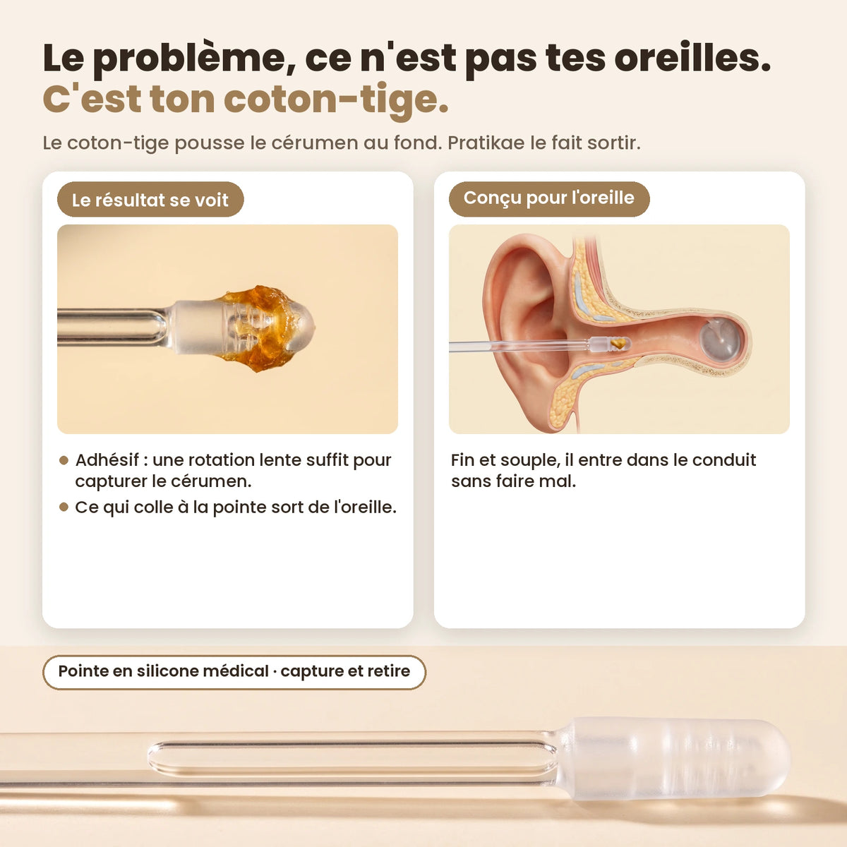 Nettoyeur d'oreilles adhésif – slide 05 FR