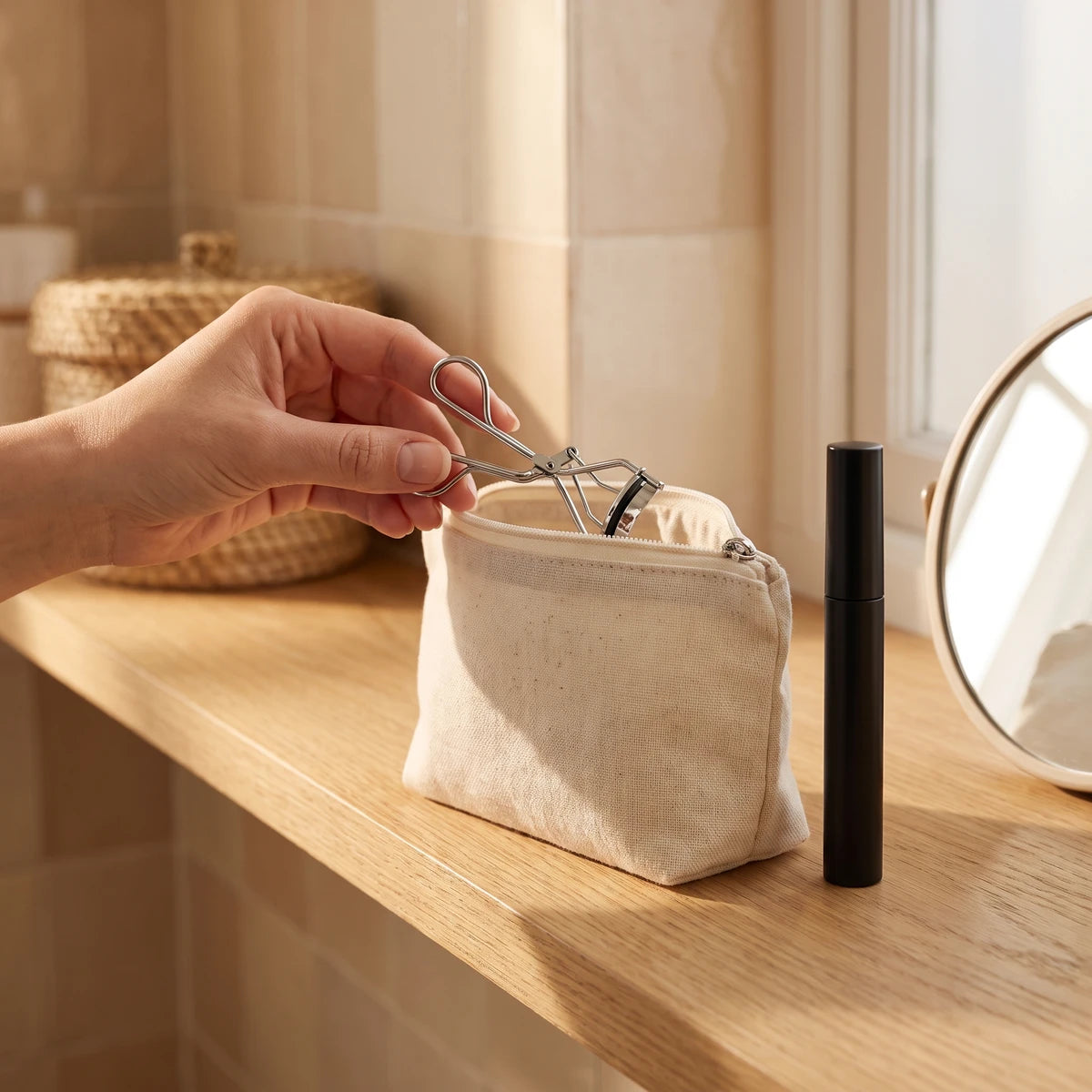 Recourbe-cils compact dans la trousse